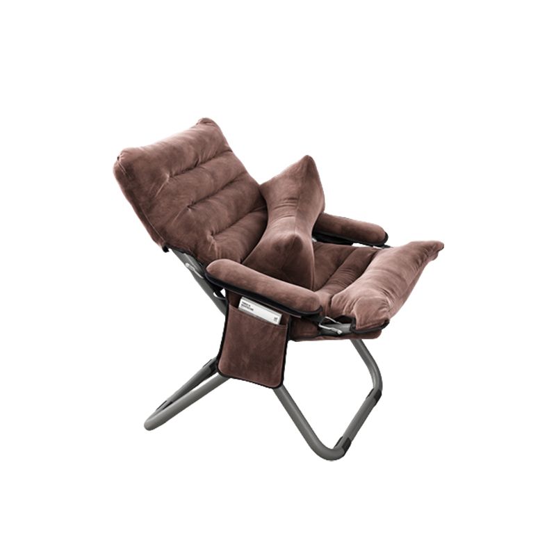 Contemporary Standard Recliner with Metal Base and Side Pockets