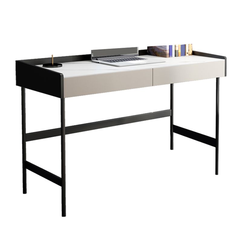 Stone Contemporary Writing Desk Bedroom Office Desk with Black Legs