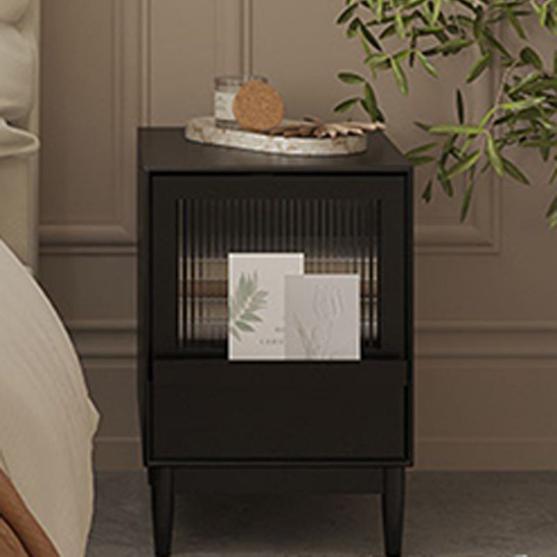 Solid Wood Bed Nightstand Industrial Night Table with Drawers