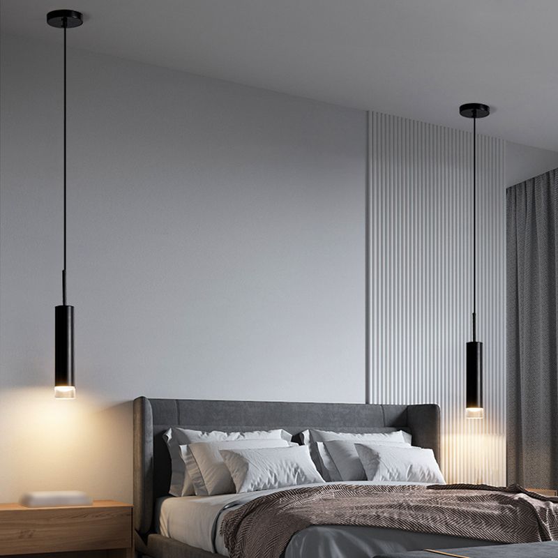 Nordic Style Metal Pendant Light Cylindrical Led Ceiling Lamp for Bedroom