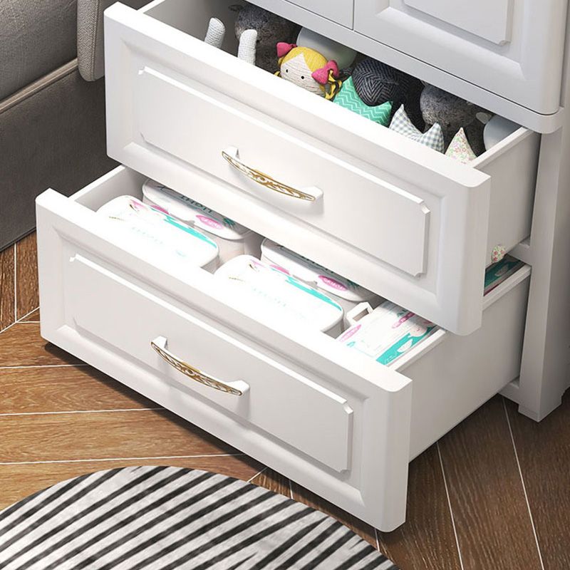 Modern White Wooden Kids Closet 2-Drawer High Gloss Kid's Wardrobe