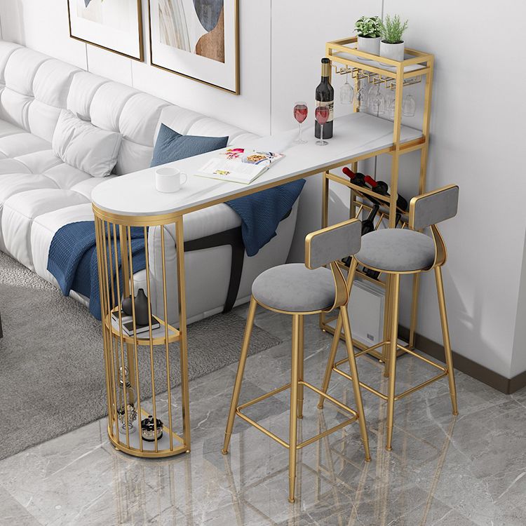 Glam Iron Bar Tafel Faux Marble White Specialty Top 41.3 "H Bistro Table