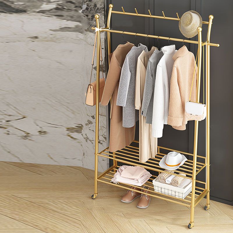 Luxurious Solid Color Hall Tree Free Standing Coat Rack with Storage Shelving