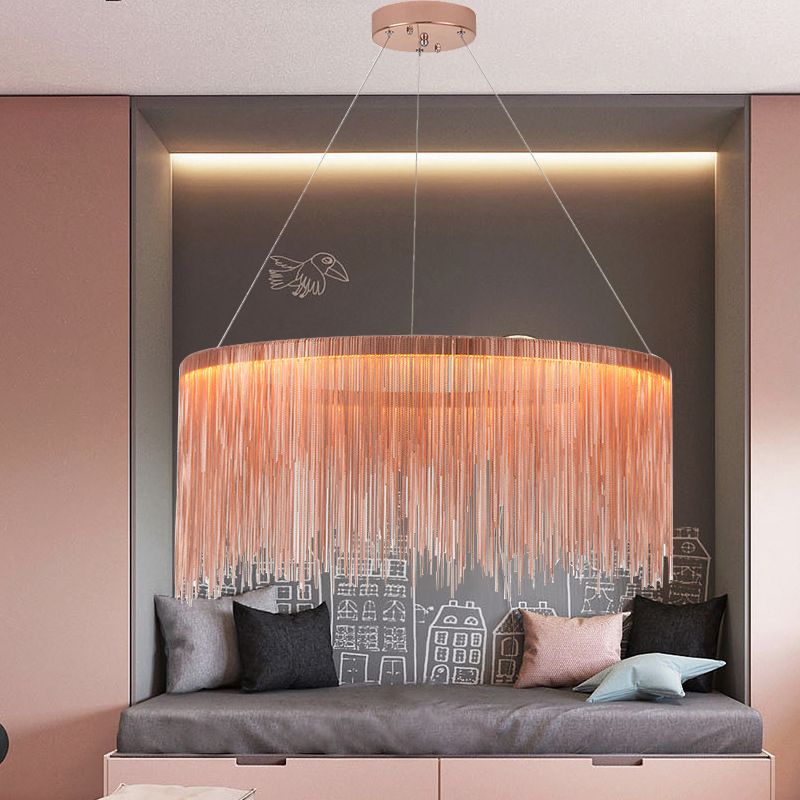 Metal Cylindrical Shape Chandelier Modern Style Multi 1 Light Hanging Light for Bedroom