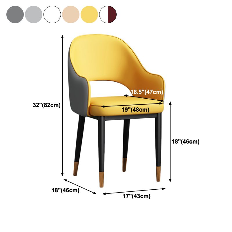 Scandinavian Meeting Room Open Back Arm Chair Matte Finish Leather Dining Chair