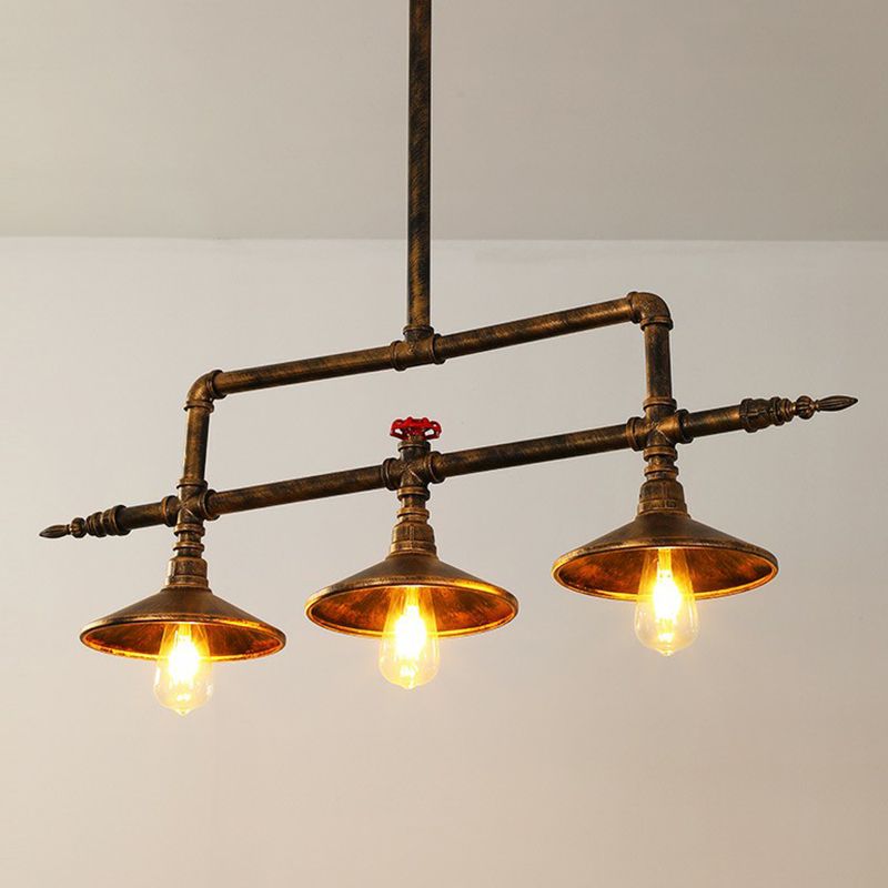 Metal Ceiling Chandelier Industrial Rust Piping Dining Room Hanging Light Fixture