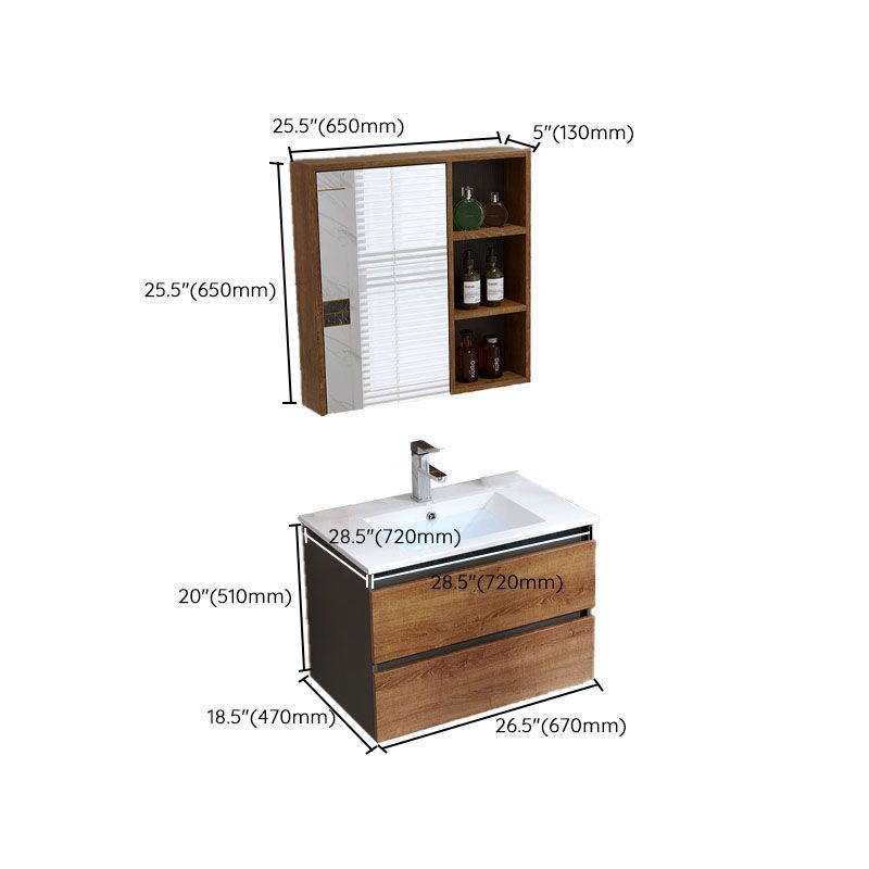 Shelving Included Vanity Set Wood 2 Drawers Freestanding Single Sink Vanity with Mirror