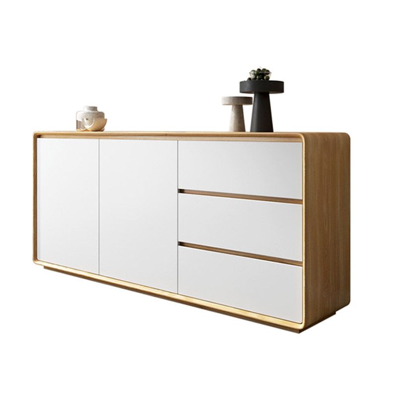 Wood Buffet Table Contemporary Style Side Board with Cabinets and Drawers