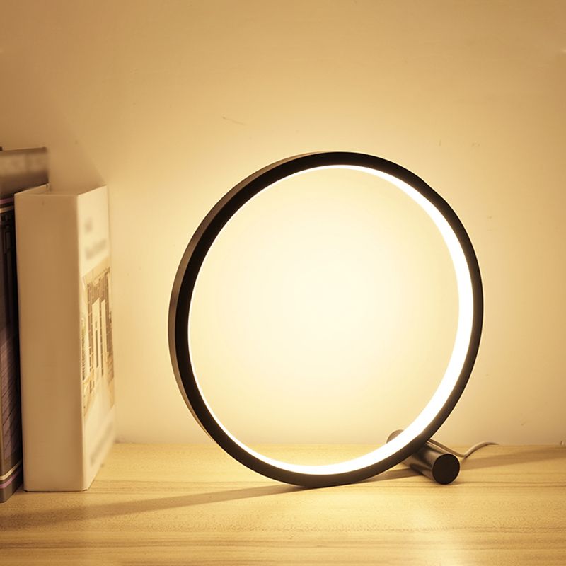 1 Light Circle Nightstand Lamp Contemporary Metal Nightstand Lamps for Bedroom