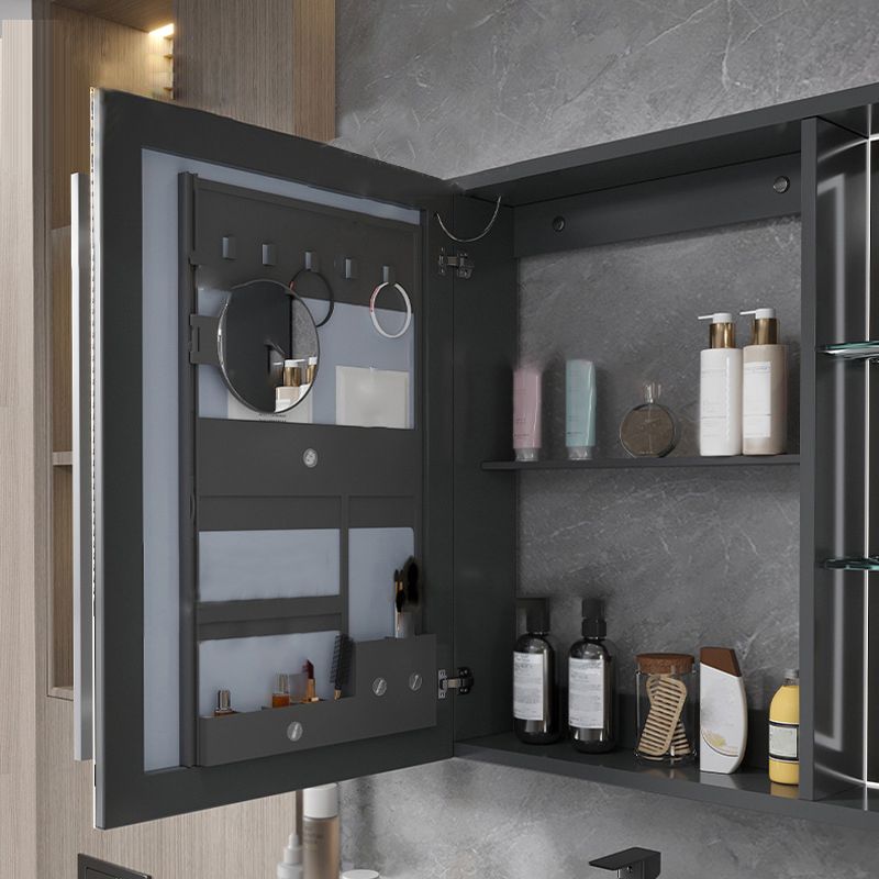 Modern Gray Vanity Sink Mirror Cabinet Wall-Mounted Bathroom Vanity Cabinet with Drawers