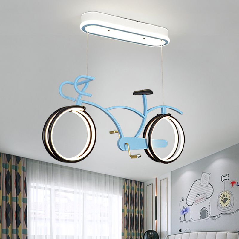 Bicycle LED Pendant Chandelier Creative Acrylic Childrens Bedroom Hanging Light Fixture