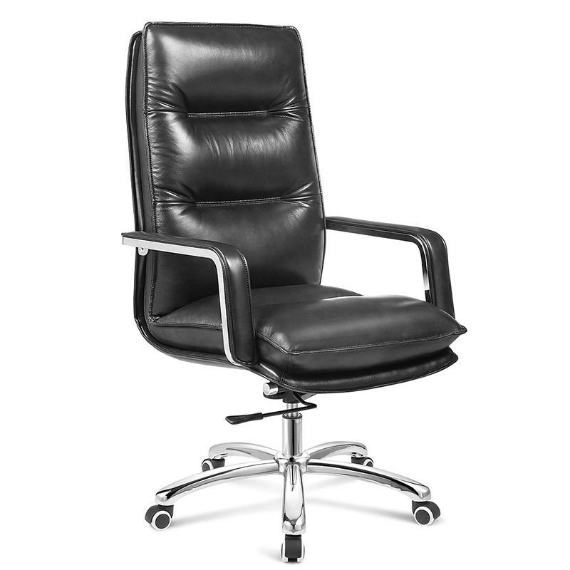 Modern Office Chair Adjustable Seat Height Padded Arms Faux Leather Desk Chair with Wheels