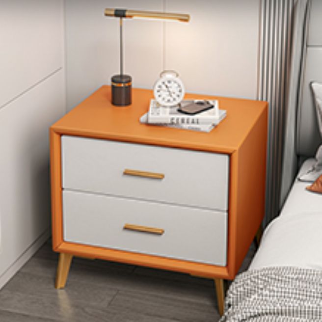 Leather Bed Nightstand Classic Glam Bedside Cabinet with Drawers