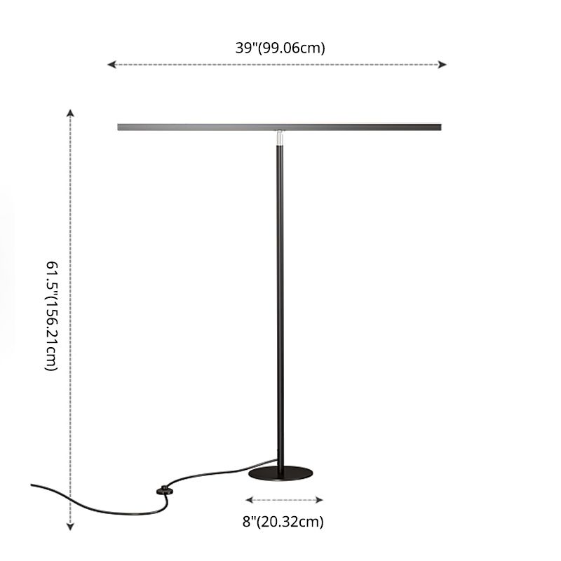 Lever Shaped Linear Floor Lamp Simple Metal Living Room LED Standing Light