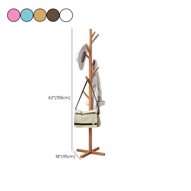 Free Standing Hall Tree Wood Nordic Style Coat Hanger with 8 Hooks