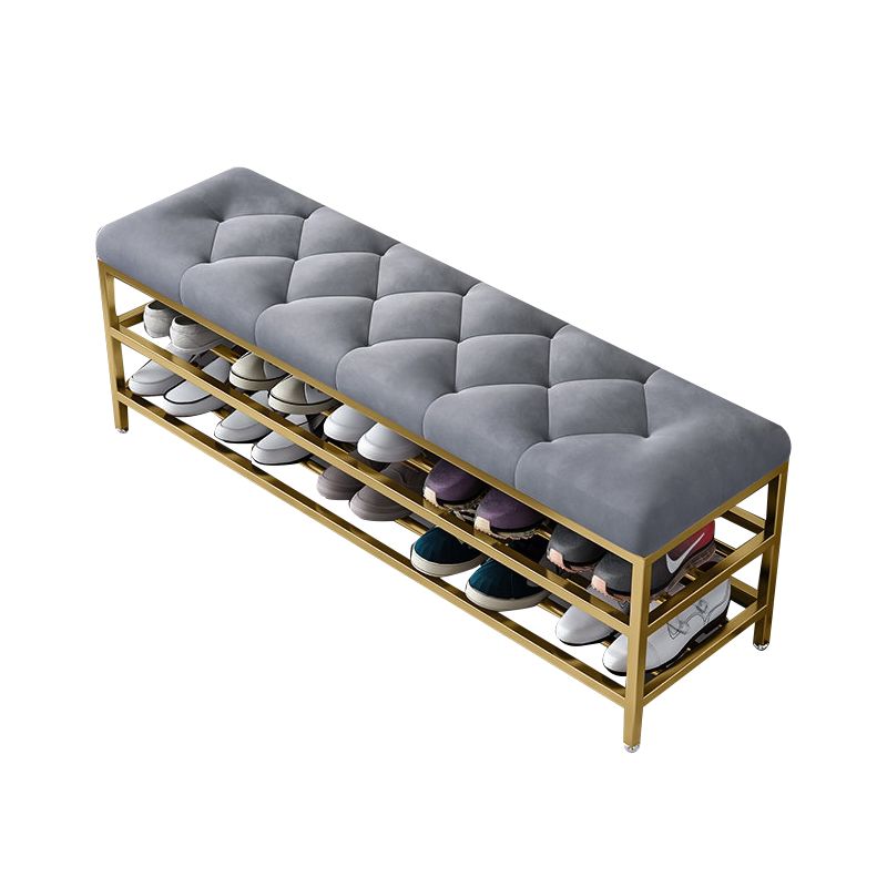 Glam Entryway Bench 18.11 Inch H Cushioned Bench with Shoe Storage