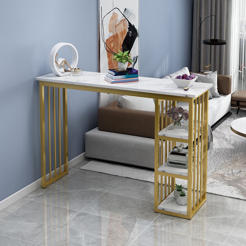 Marble Color Top Bar Table 42-inch Height Glam Style Bistro Table