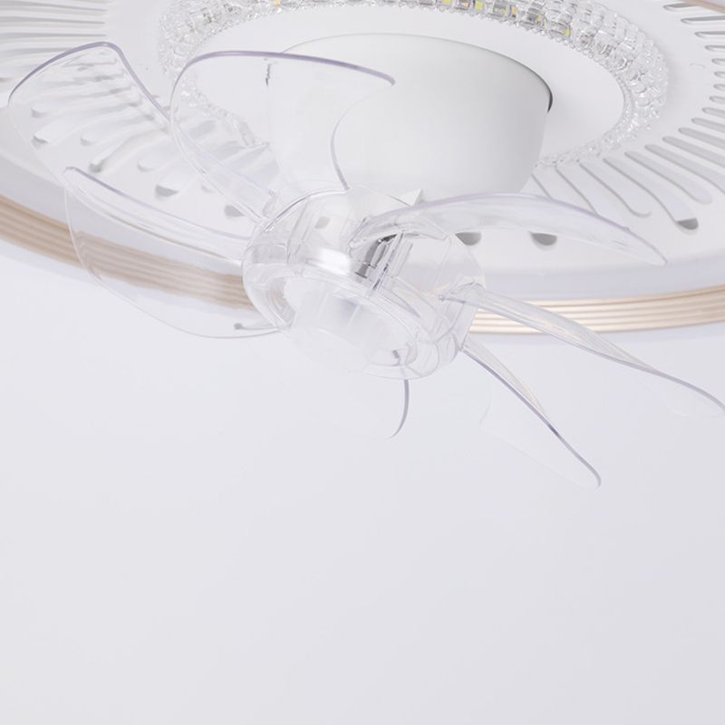 7-Blade Contemporary Ceiling Fan LED Polish Finish Fan with Light for Foyer