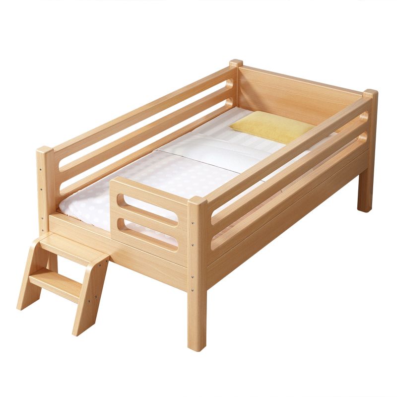 Solid Wood Baby Crib Modern Beech Nursery Bed with Guardrails