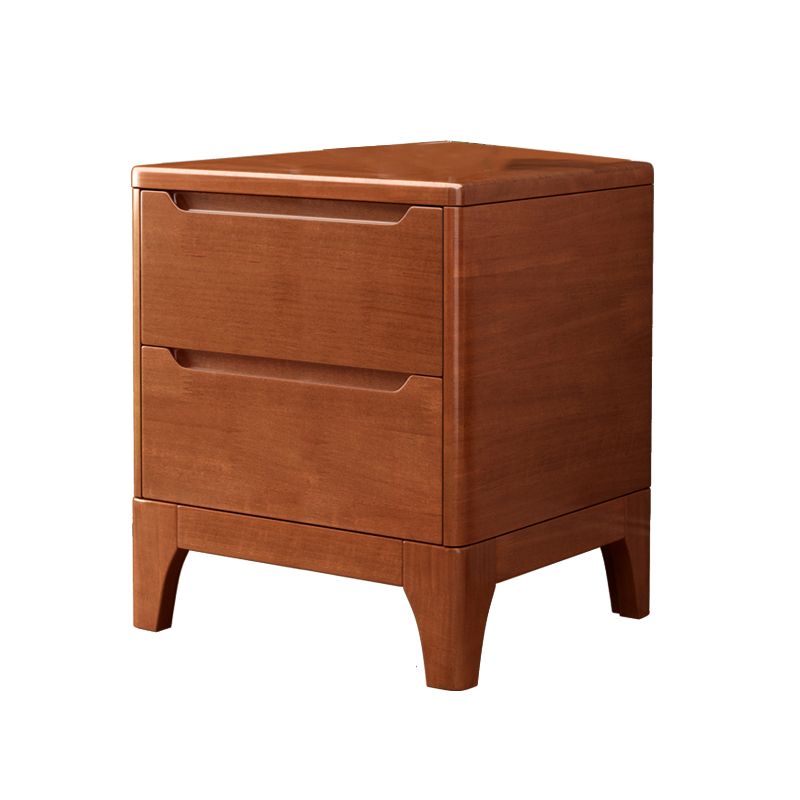 Modern Solid Wood Nightstand 19.6"Tall 2 - Drawer Nightstand in Natural / Brown / White