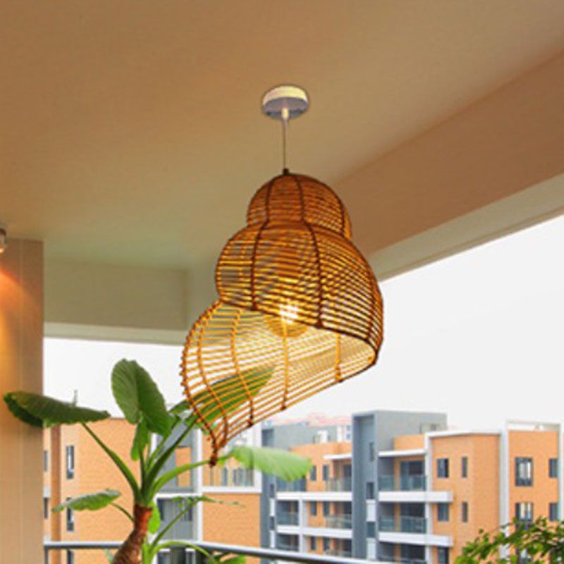 Conch Suspension Lighting Minimalist Rattan 1 Head Restaurant Pendant Ceiling Light