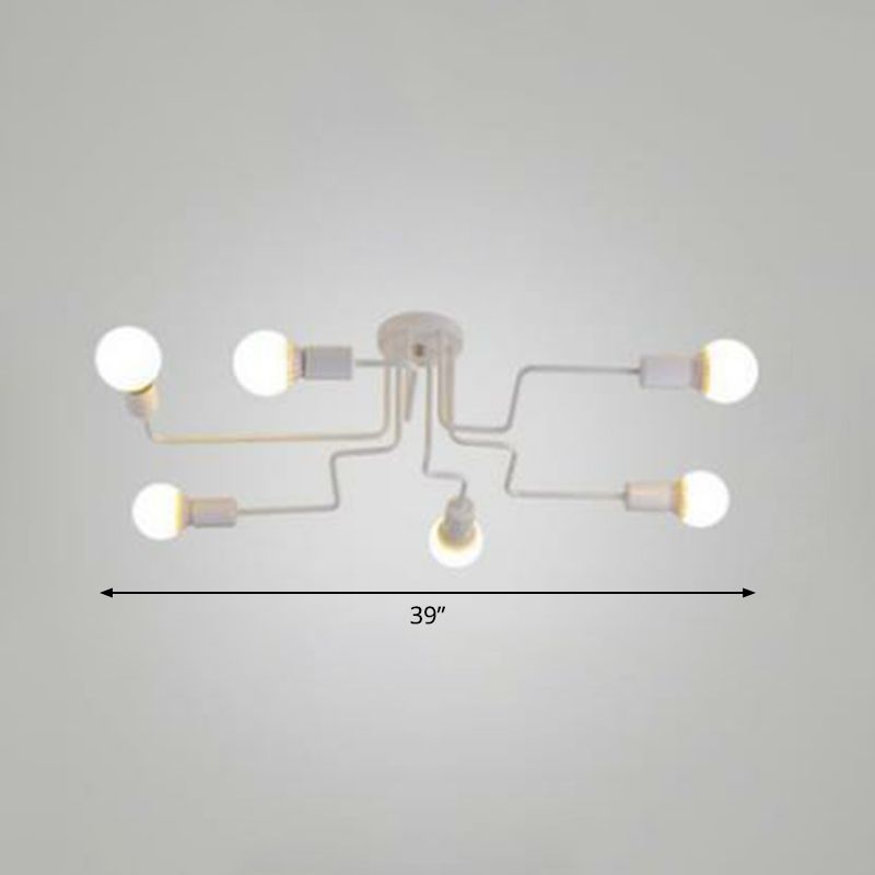 Maze Semi Flush Ceiling Light Industrial Metallic Flush Mount Lighting for Living Room