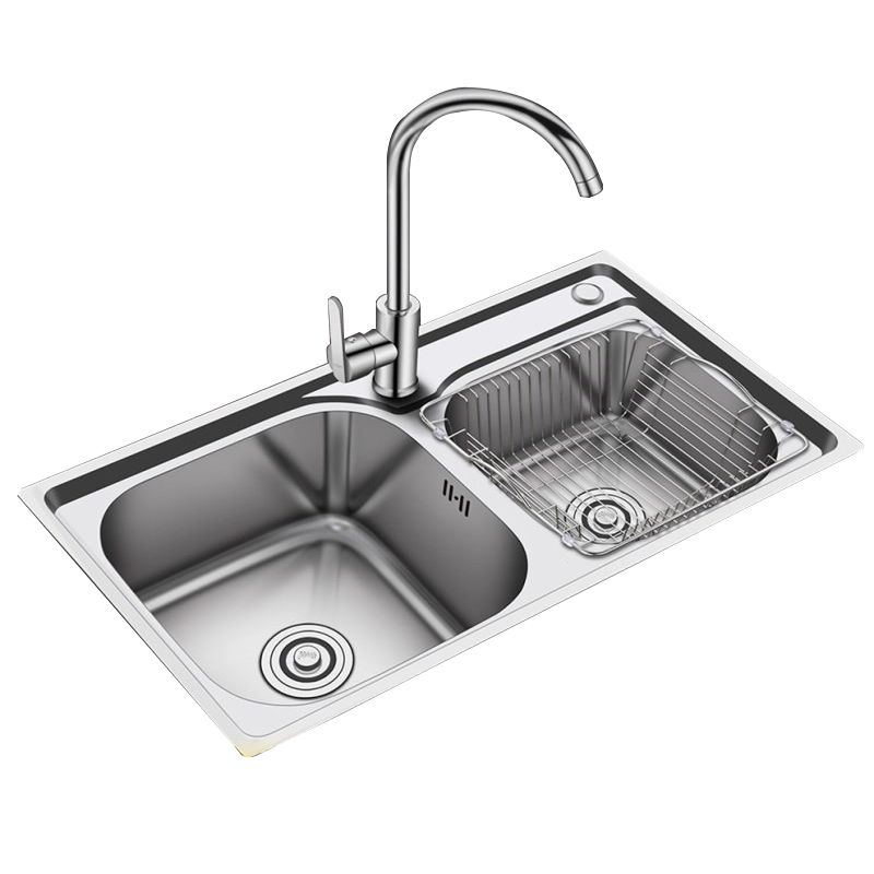 Modern Stainless Steel Kitchen Sink Double Sink Kitchen Sink with Basket Strainer