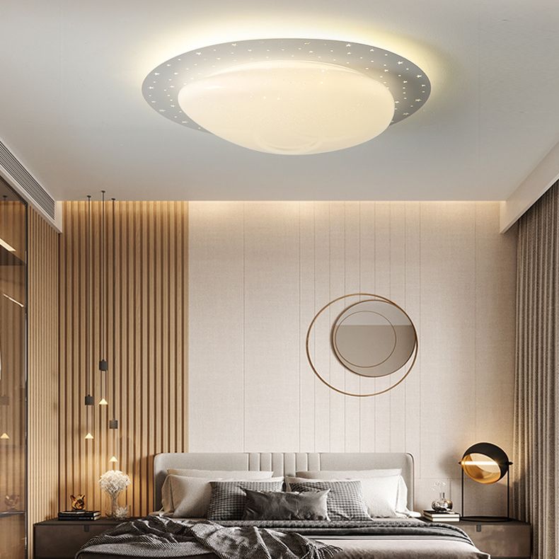 LED Modern Metal Flush Mount Cobblestone Shape Ceiling Lamp with Acrylic Shade for Bedroom