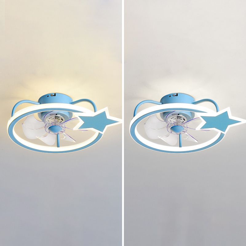 Ventilateur de la LED créatif pour enfants léger les ventilateurs de plafond géométriques de fer laqué avec une teinte acrylique pour la chambre