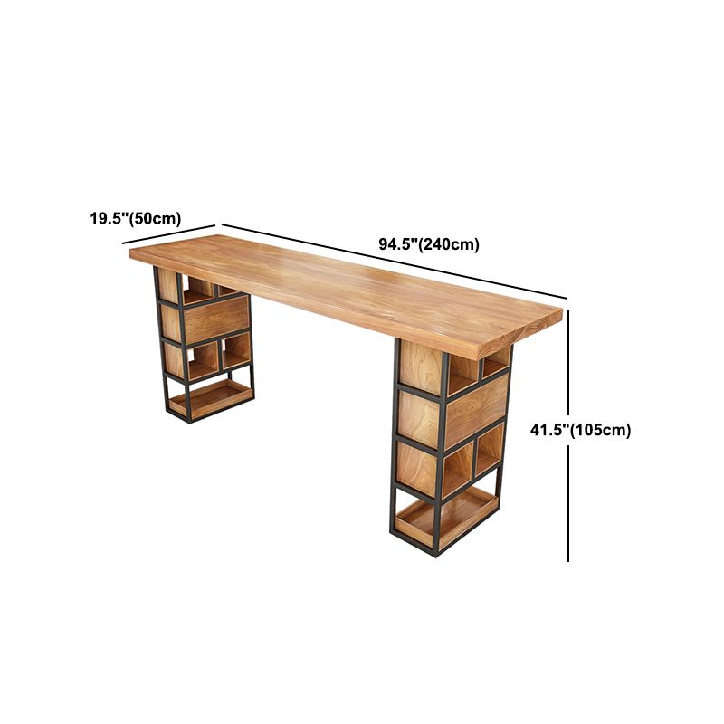 Rectangle Wood Bar Dining Table Modern Bar Table with Sled Base