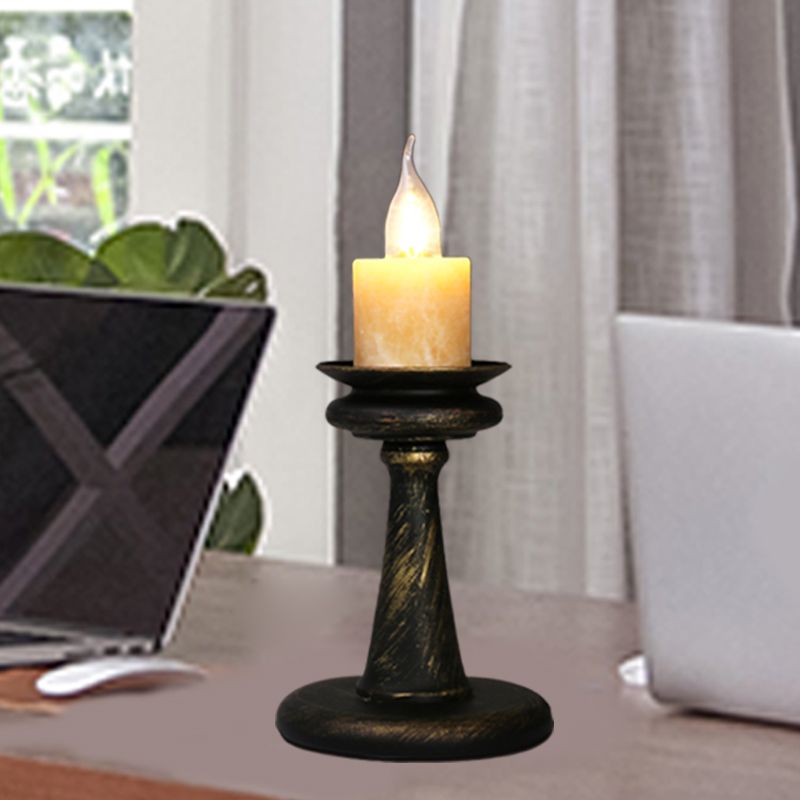 1 Light Desk Light Warehouse Style Candelabra Marble Table Lighting in Brass/Bronze with Metal Column Base