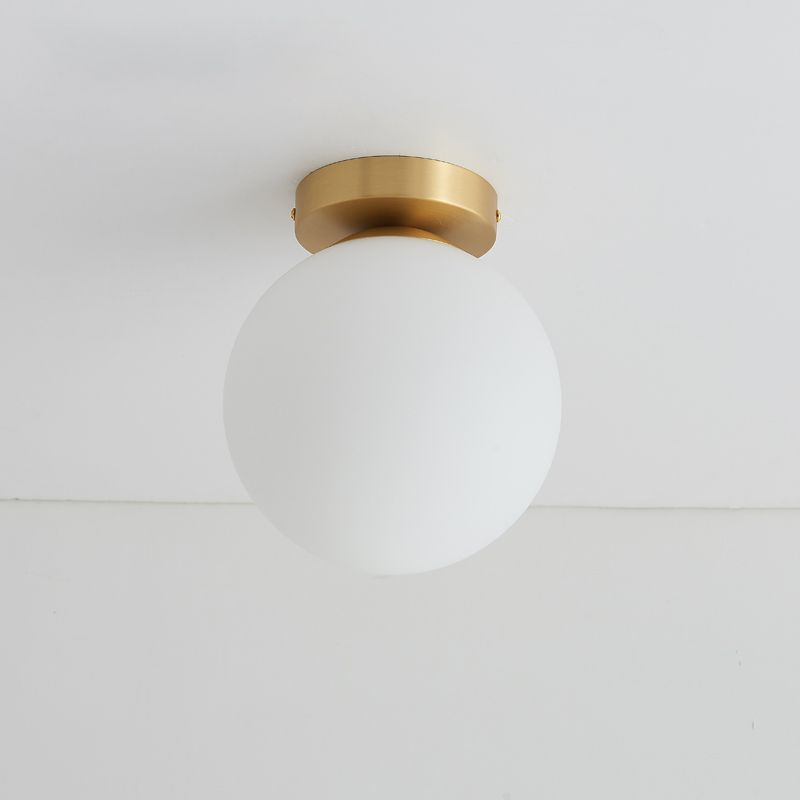 Modern Simple Spherical Shape Ceiling Lamp Copper 1 Light Flush Mount for Aisle