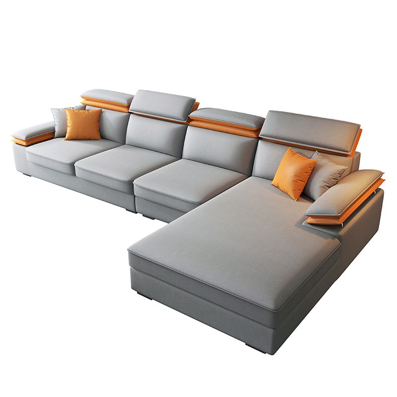 Contemporary 4-Seater L-Shape Sectional  Pillow Top Arm Sofa for Living Room