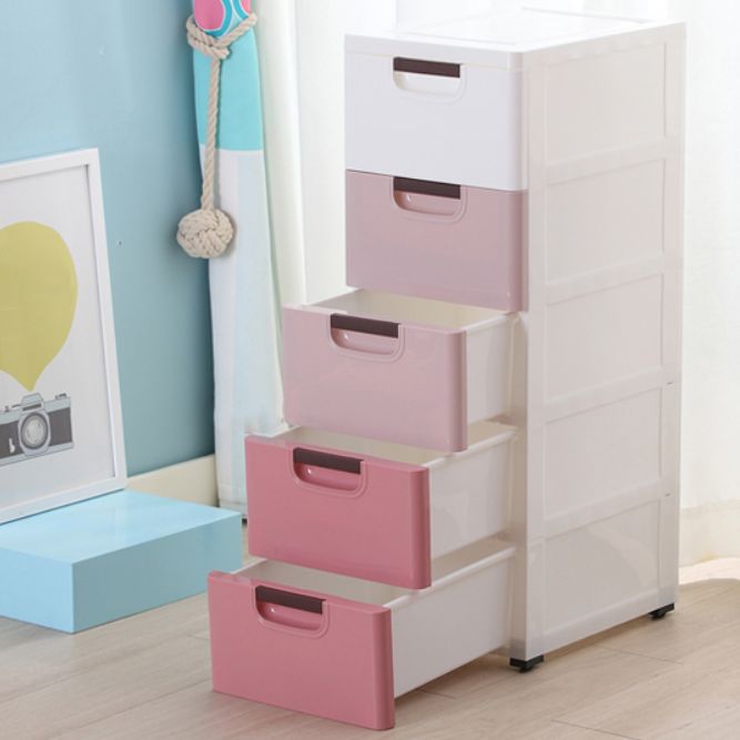 Scandinavian Vertical Kids Dresser Set Plastic Nursery Dresser with Drawers