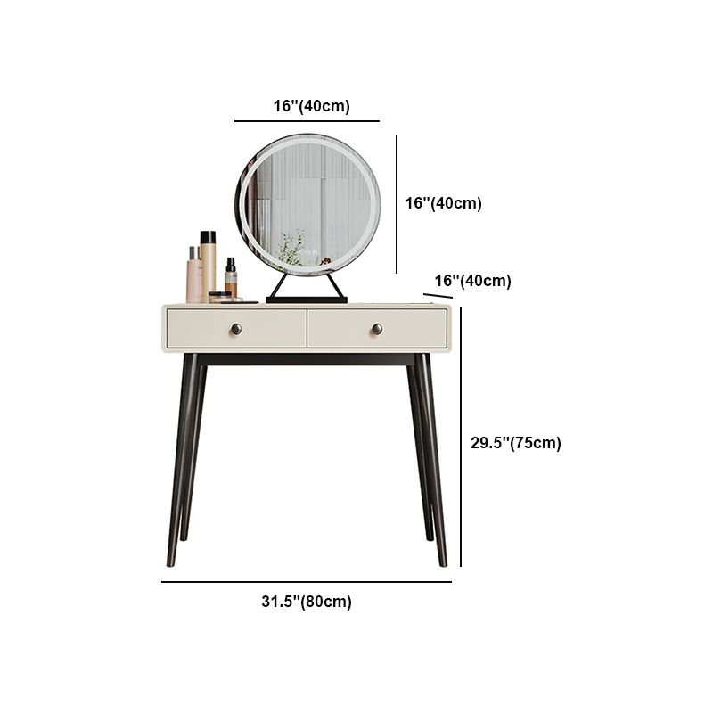 Wooden Makeup Counter With 2 Storage Drawers Contemporary Dresser for Bedroom