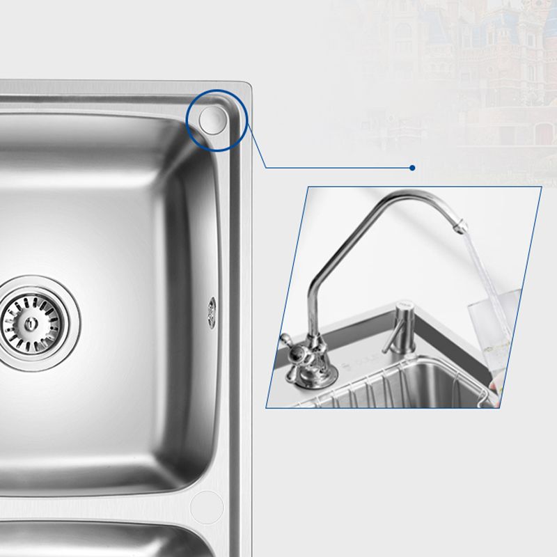 Classic Style Kitchen Sink Stainless Steel 1 Holes Kitchen Sink with Drain Strainer Kit