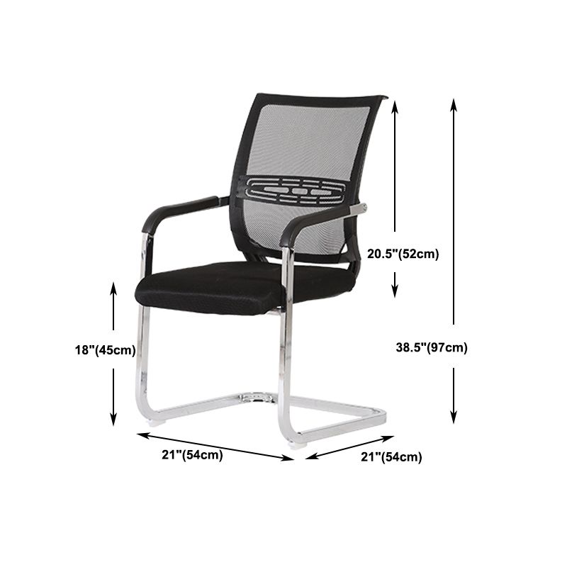 Black Fixed Arms Modern Office Chair Steel No Wheels Office Chair