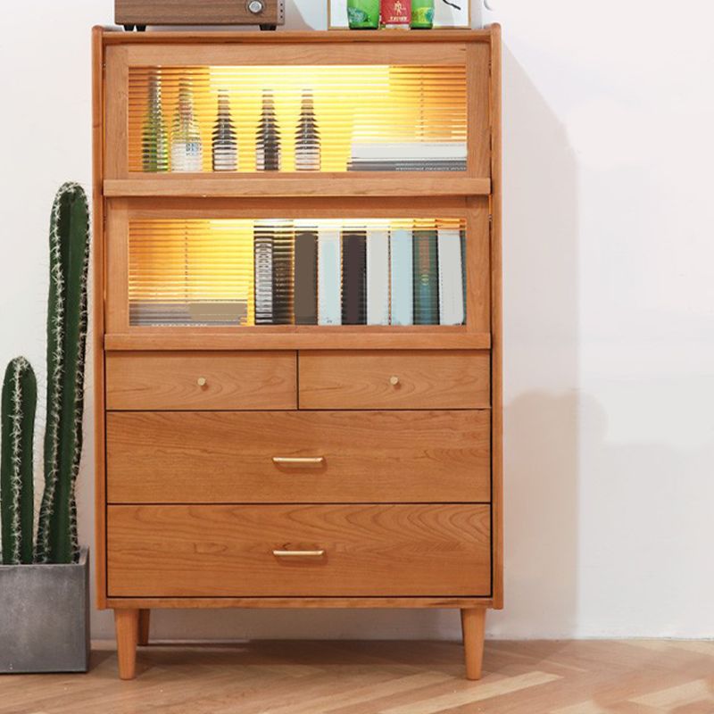 Modern Style Sideboard Cabinet Home Wooden Side Board with Glass Doors