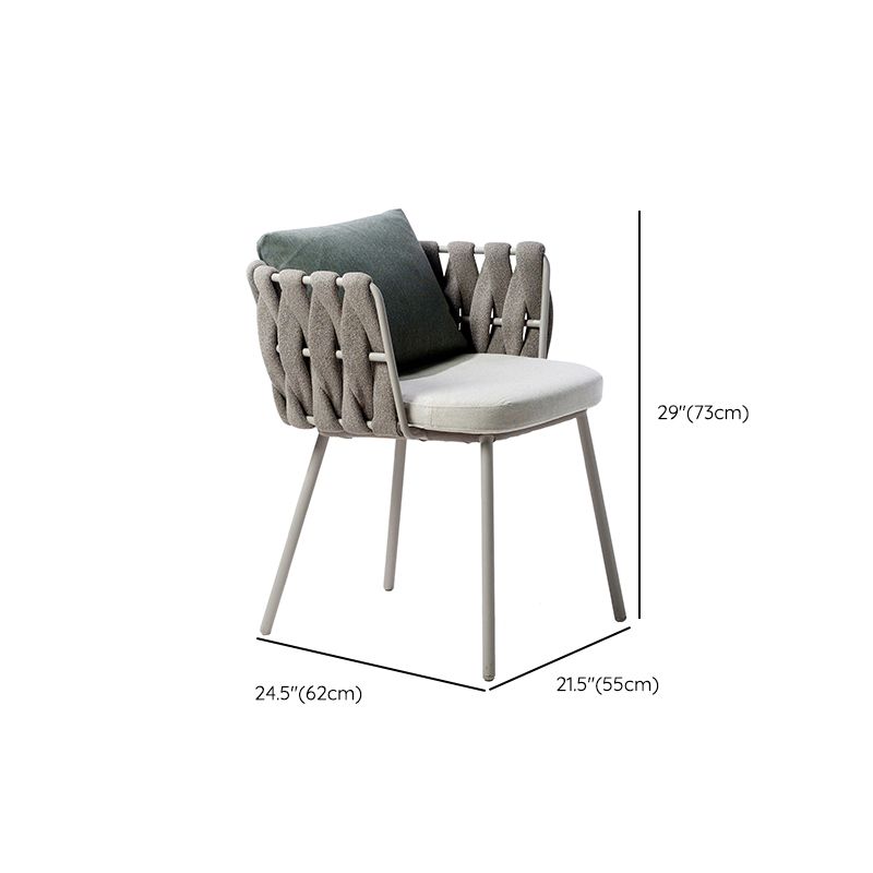 Contemporary Metal Outdoors Dining Chairs Water Repellent Finish Cushion Chairs