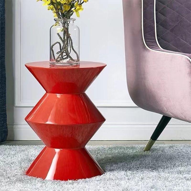 Mid-Century Modern Round Top Sofa Side Table Abstract End Table for Living Room