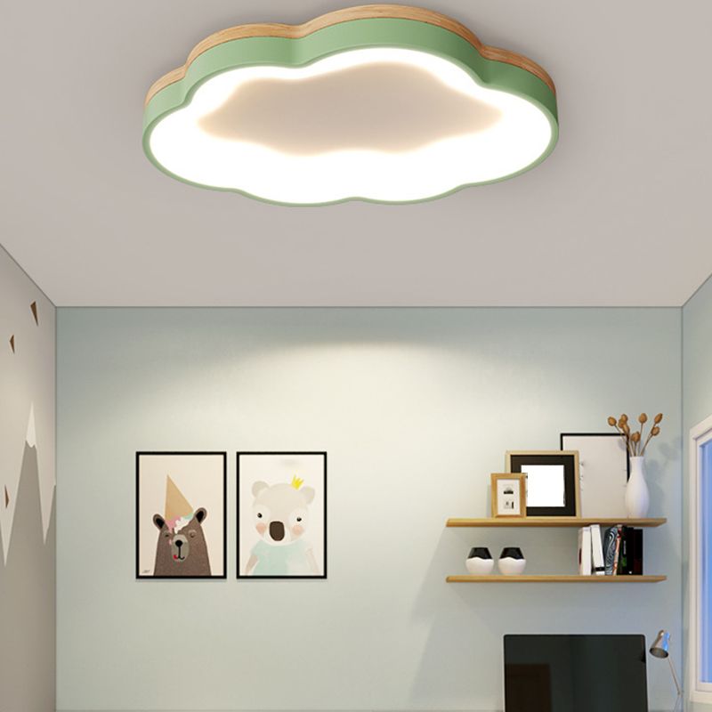 Macaron Style Ceiling Mount Light 1-Light Cloud Shape LED with Acrylic Shade for Bedroom