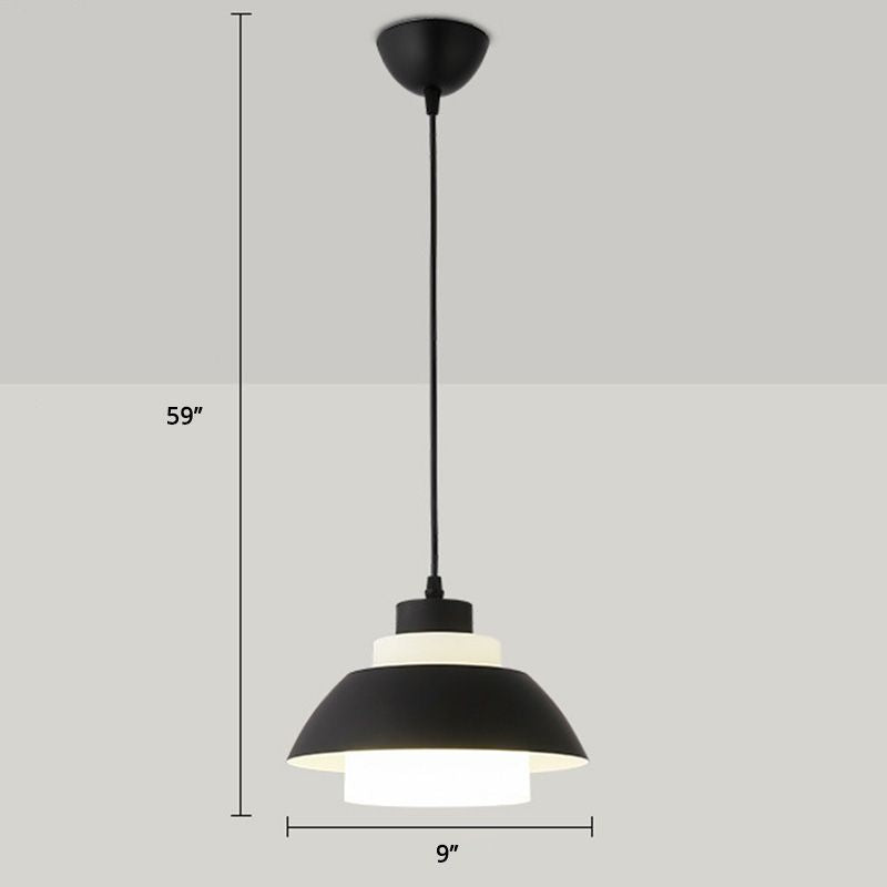 Aluminum Bowl Ceiling Hang Light Macaron Single-Bulb Pendant Lamp with Acrylic Shade Insert