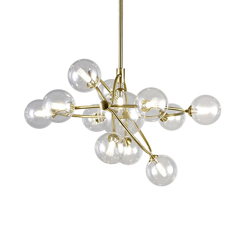 Gold Concentric Ring Pendant Light with Sphere Shade Amber/Clear/Smoke Glass Contemporary Chandelier for Living Room