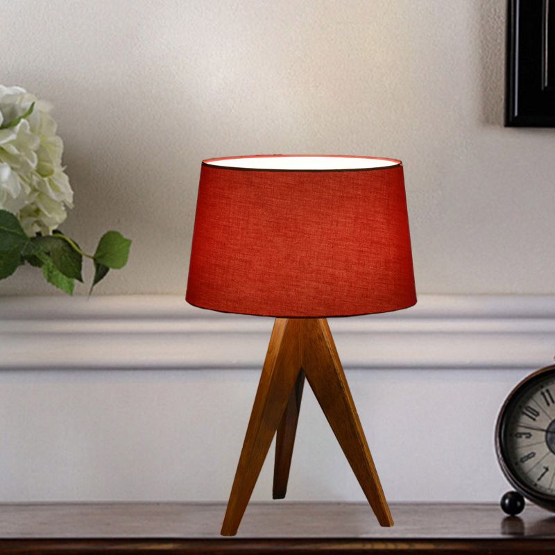 Modernist Flare Reading Light Fabric 1 Bulb Nightstand Lamp in White/Red/Blue for Living Room