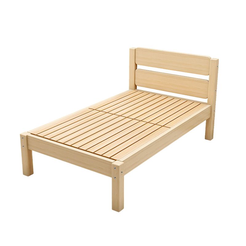 Contemporary Solid Wood Standard Bed with Rectangle Headboard