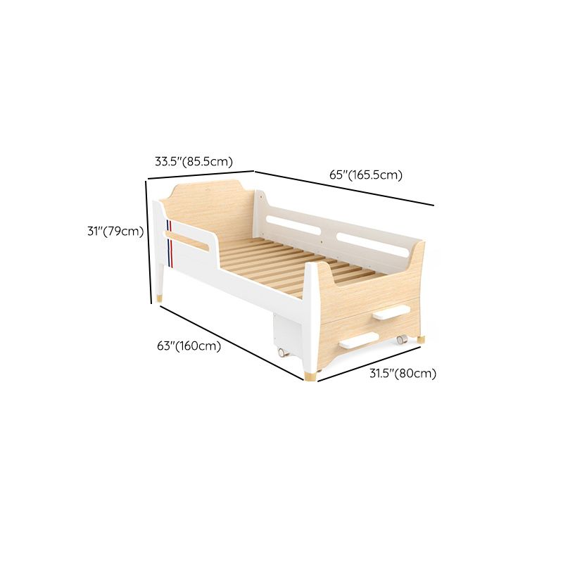 Solid Wood  Baby Crib Modern Light Wood Nursery Bed with Guardrails