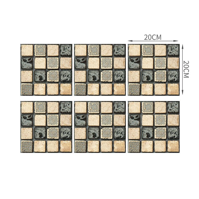 Grey-Green Modern Stick Wallpaper Panel 8' L x 8" W Checker Wall Art for Bathroom