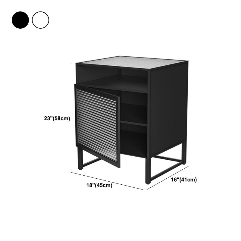 Modern Lower Shelf Night Stand Glass Bedside Cabinet for Bedroom