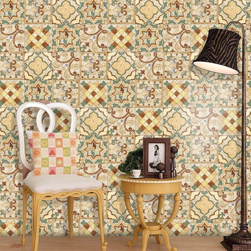 Bohemian Quatrefoil Tile Wallpaper Border Brown Easy Peel off Wall Covering for Accent Wall