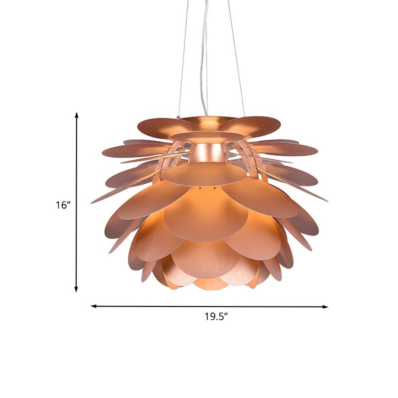 Pinecone Metal Hanging Pendant Contemporary 1 Light Copper Finish Ceiling Suspension Lamp for Restaurant